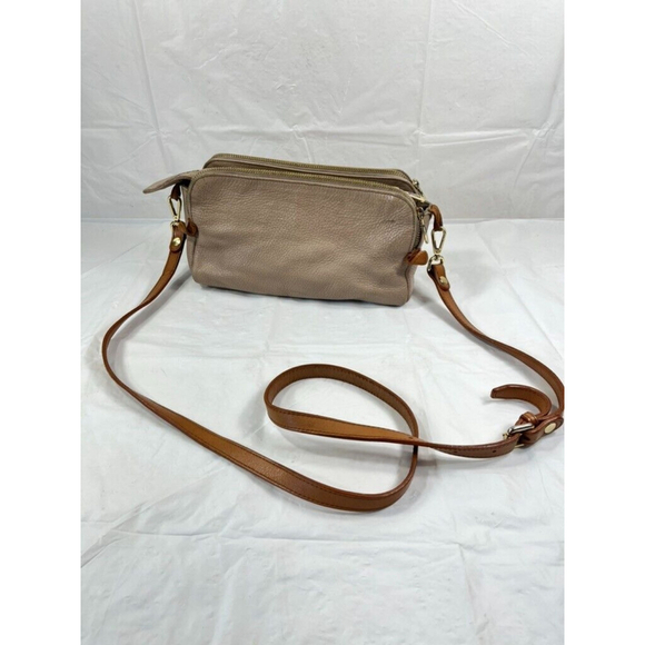 Valentina Handbags - Valentina Beige Pebbled Leather Shoulder Bag Small